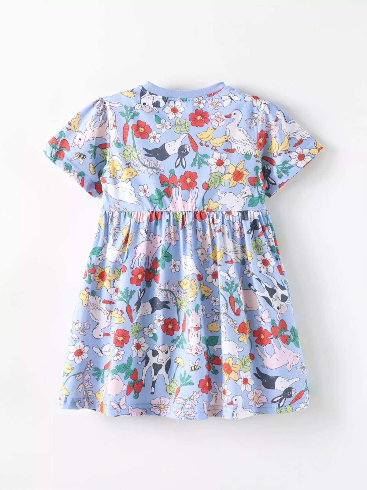 Blue Farm Animal Print Dress — back view