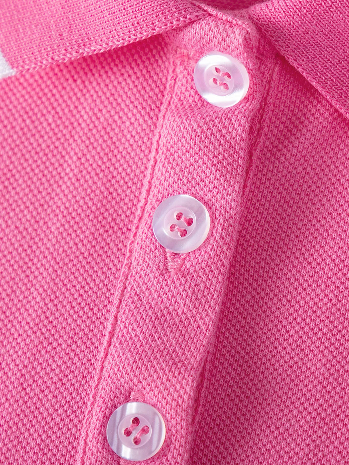Pink Heart Sleeveless Polo Dress — polo button placket