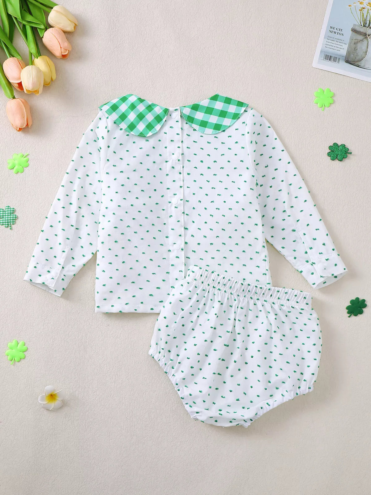 Lucky Charm gingham collar top and bloomers set — outfit back