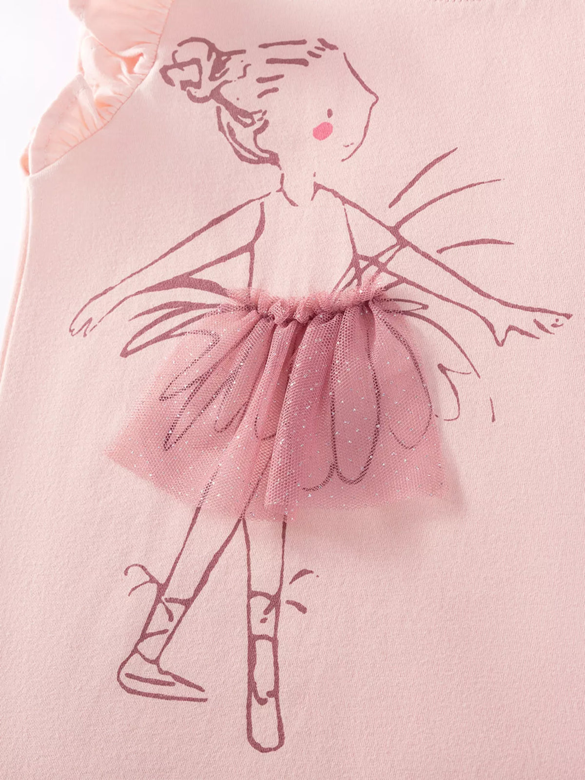 White and pink ballerina ruffle sleeve tops — mesh ballerina skirt on pink top