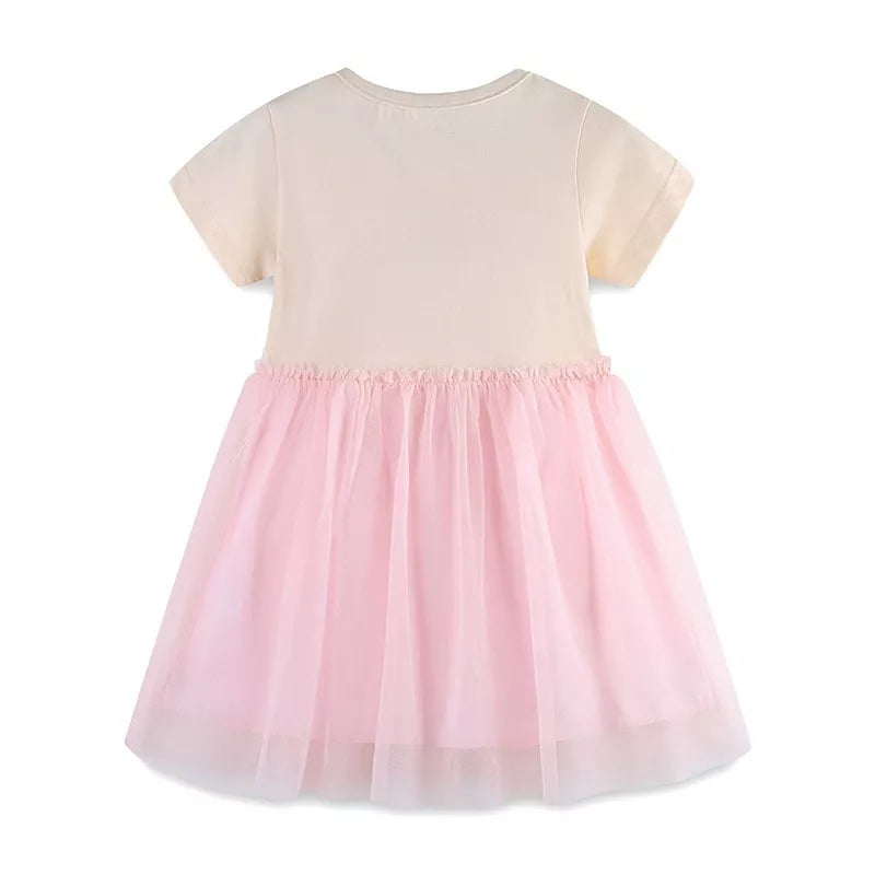 Ballerina Graphic Pink Tulle Dress — back view