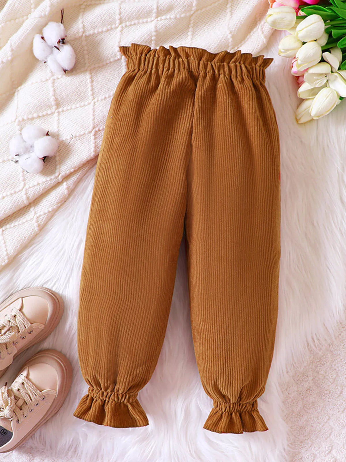 Back of the caramel corduroy pants