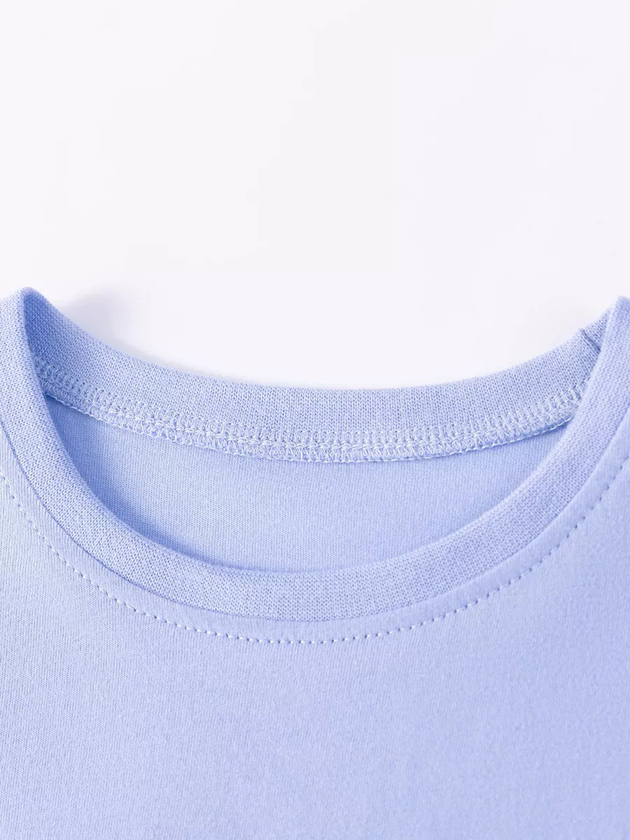 Blue round neckline