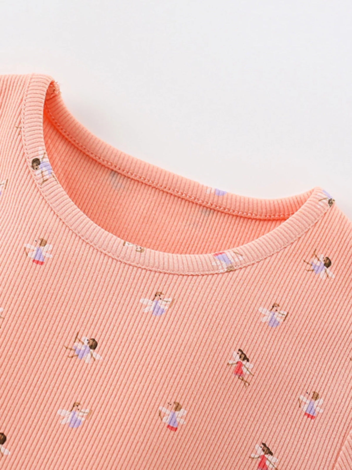 Peach Floral Print Layered Tulle Dress — small floral print neckline