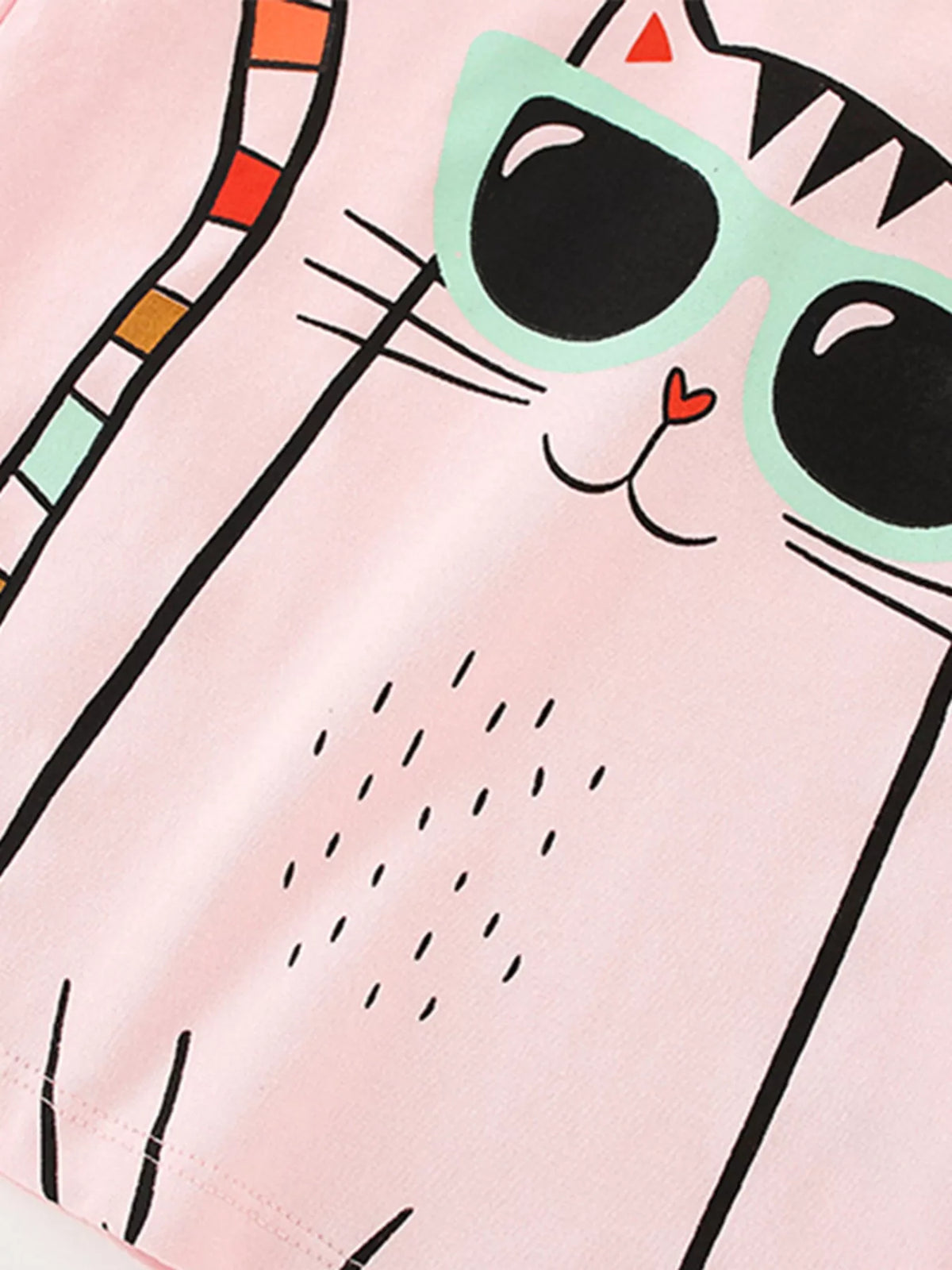Pink sunglasses cat graphic shirt — cat wearing green sunglasses