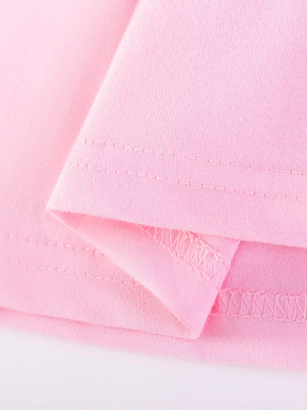 Inside stitching at the pink hem