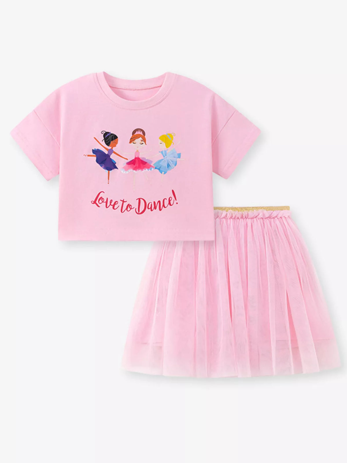 Ballerina T-Shirt and Tulle Skirt Set — tee and skirt flat lay