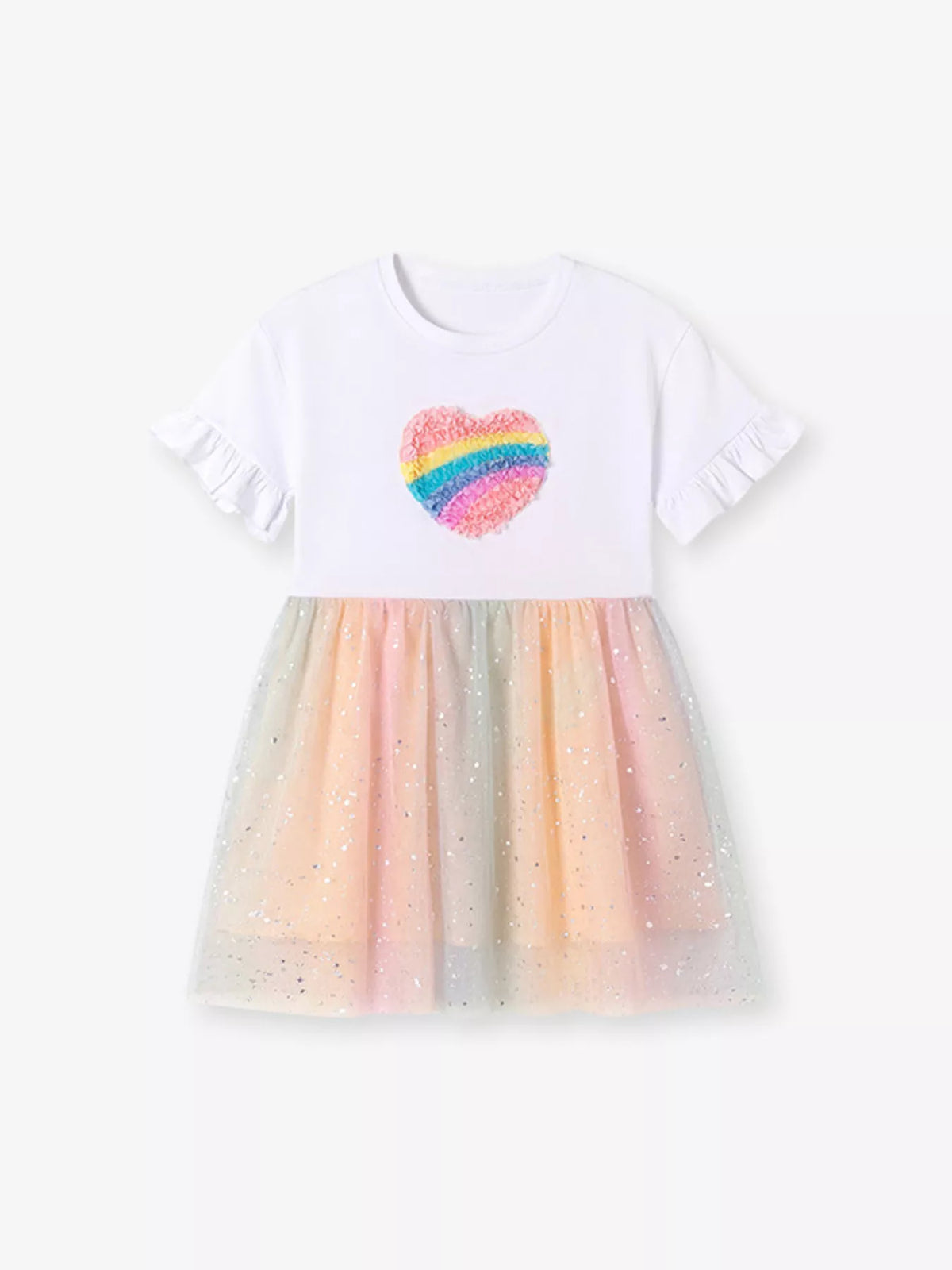 Rainbow Heart Pastel Tulle Dress — front view