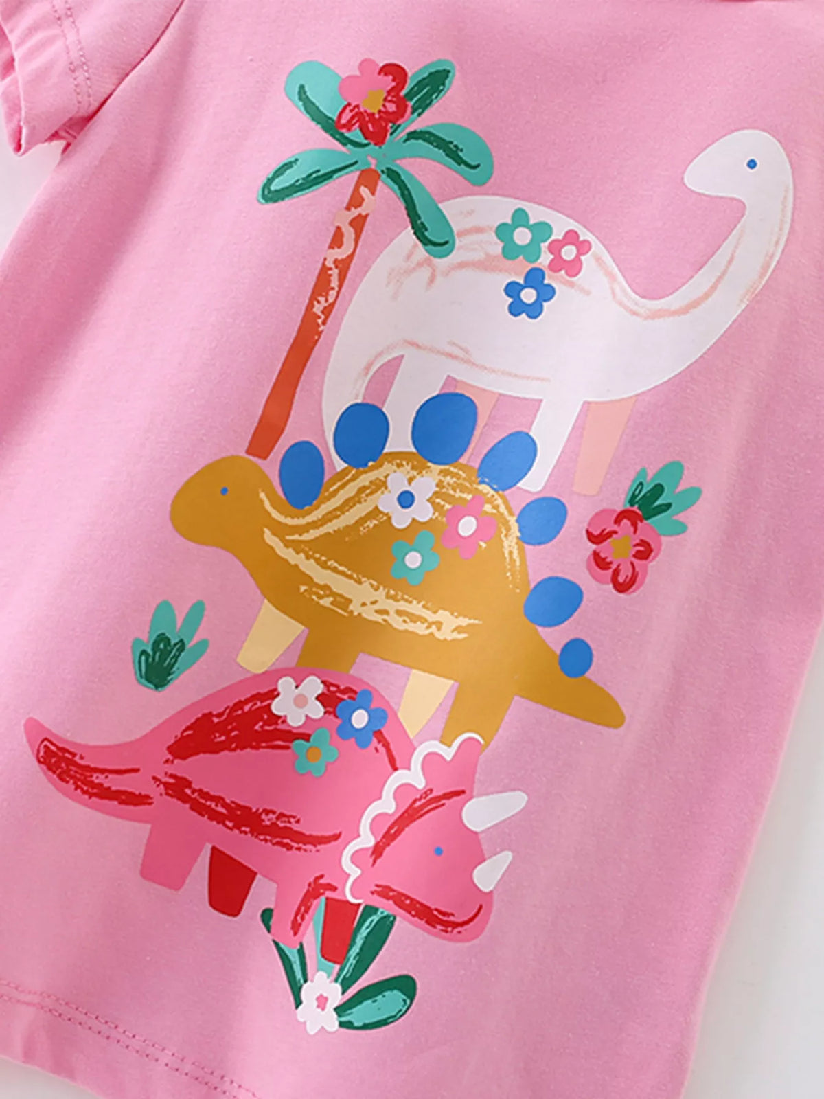Pink floral dinosaur graphic shirt — floral dinosaur graphic