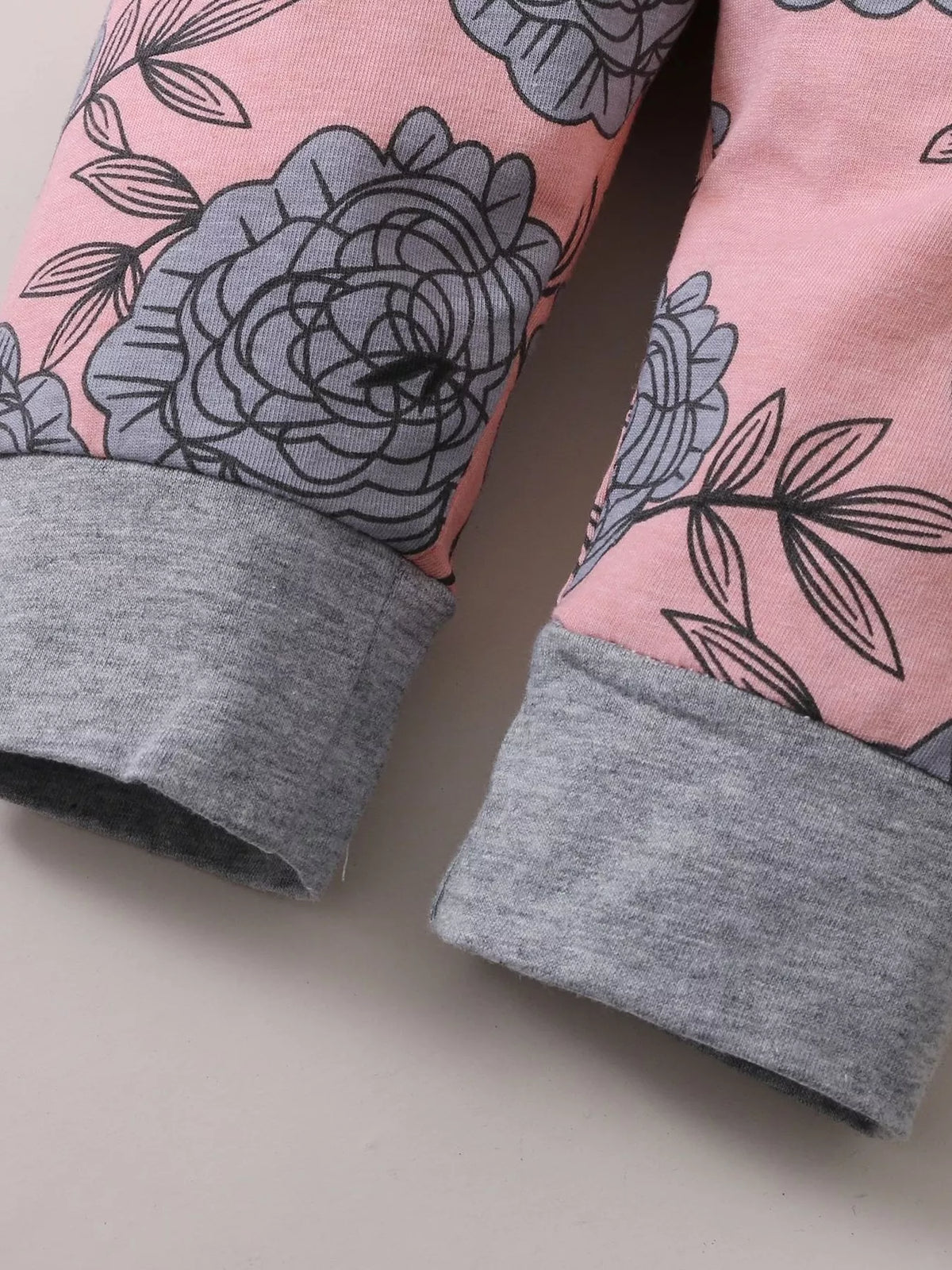 Baby Letter Bodysuit and Floral Pants Four-Piece Set — floral pants cuffs