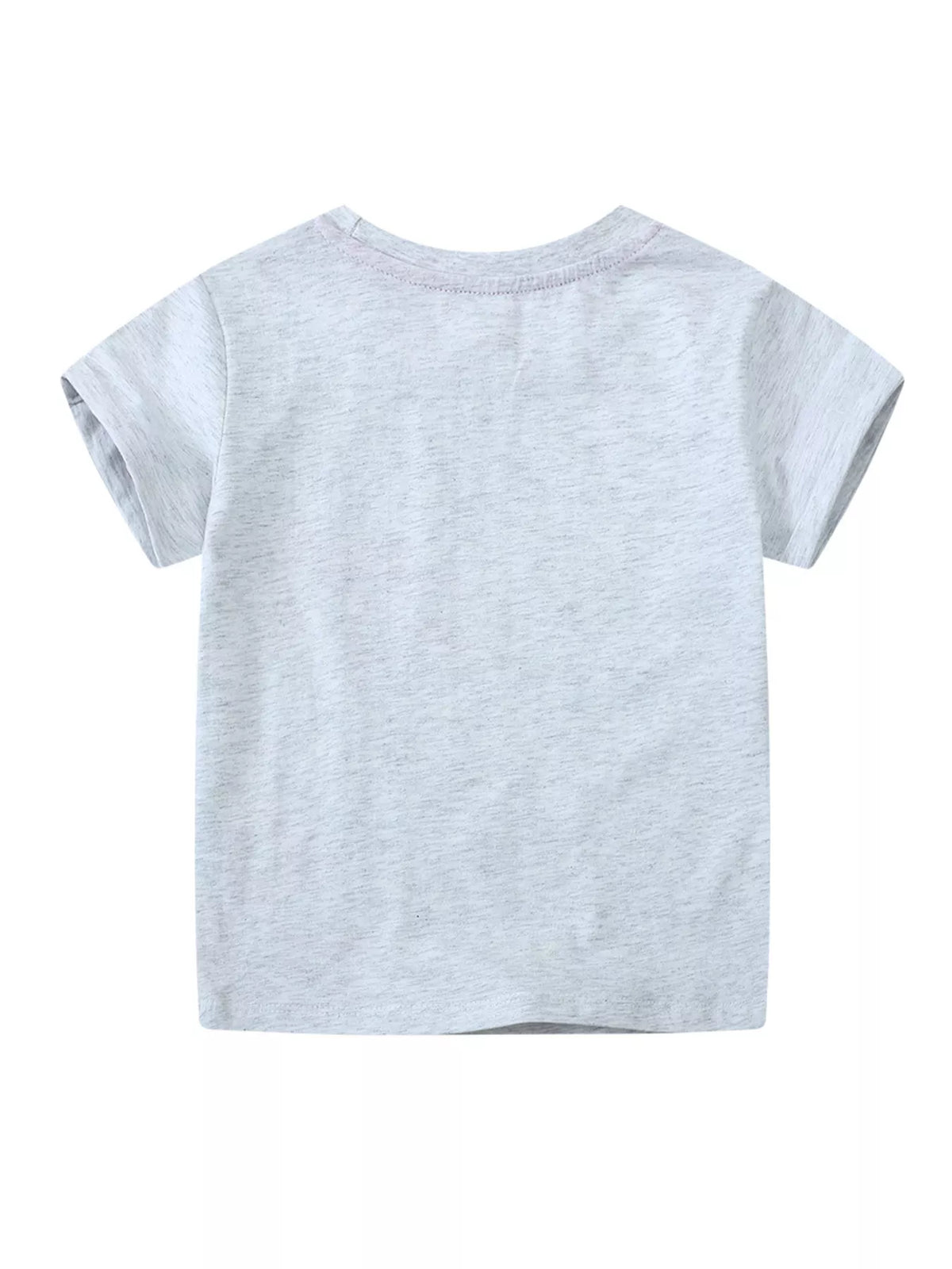 Gray unicorn and lettering graphic shirt — plain back