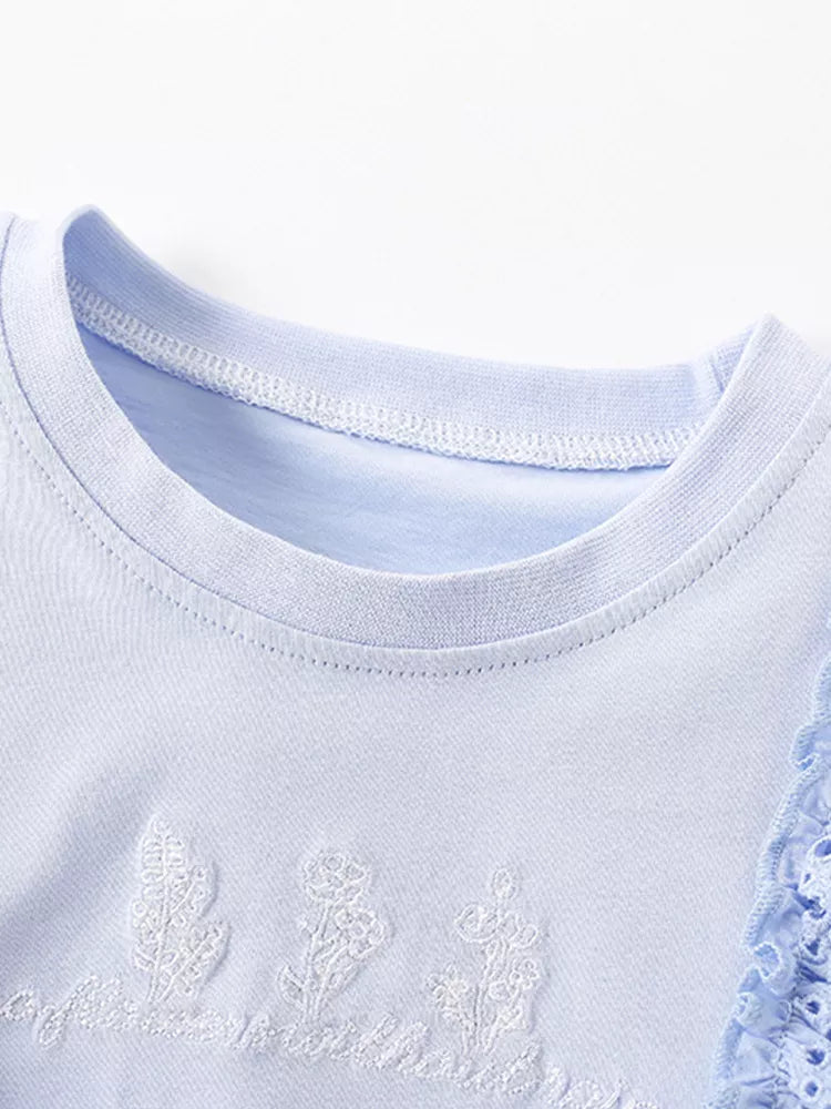 Light blue round neckline