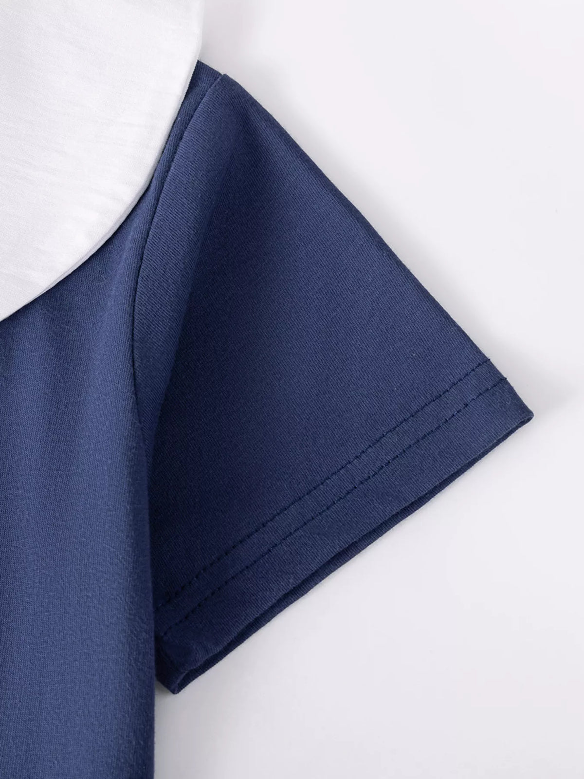 Navy short sleeve and stitched hem