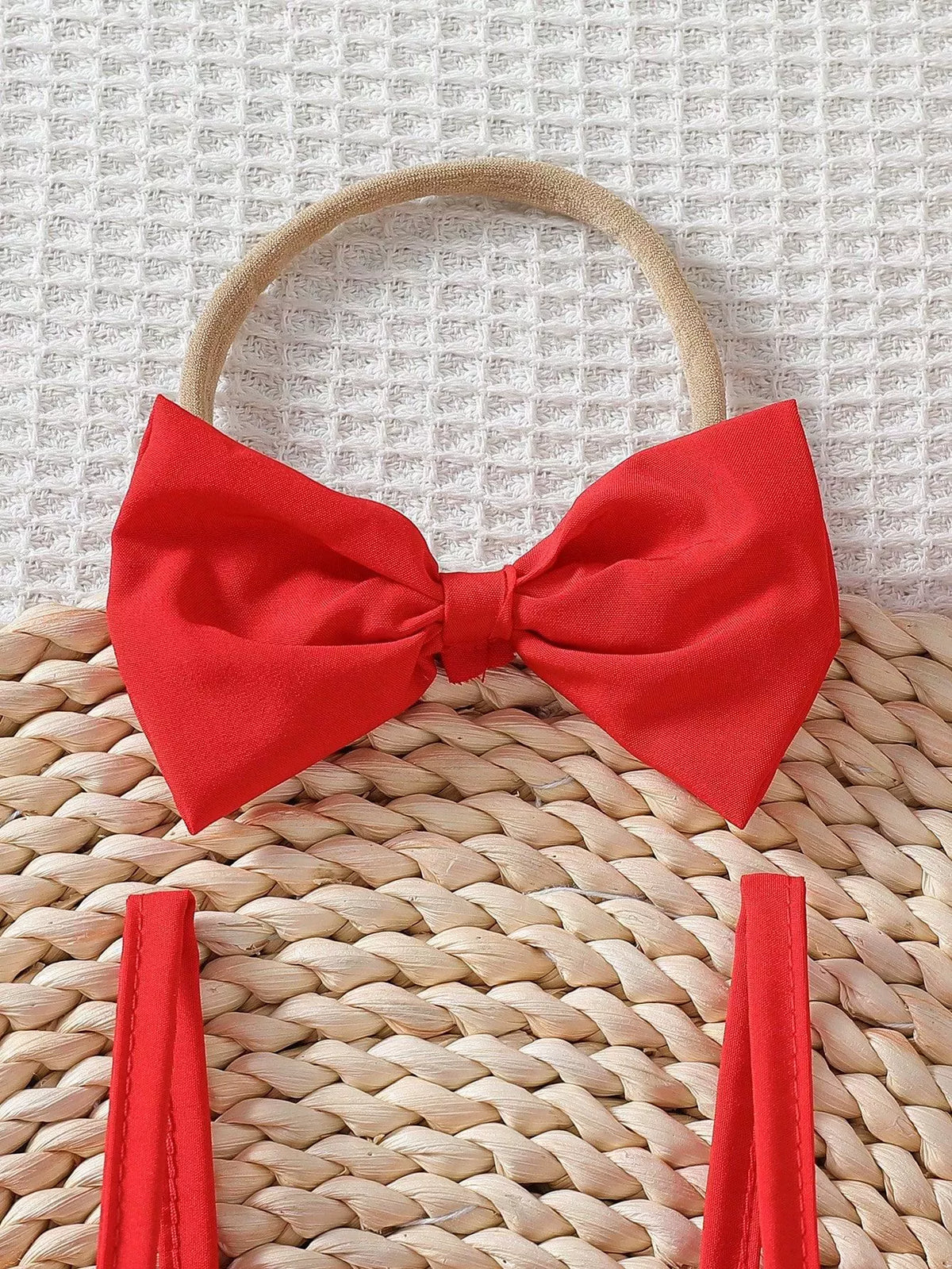 Ruffle cold shoulder top heart denim shorts and headband — red bow headband and straps