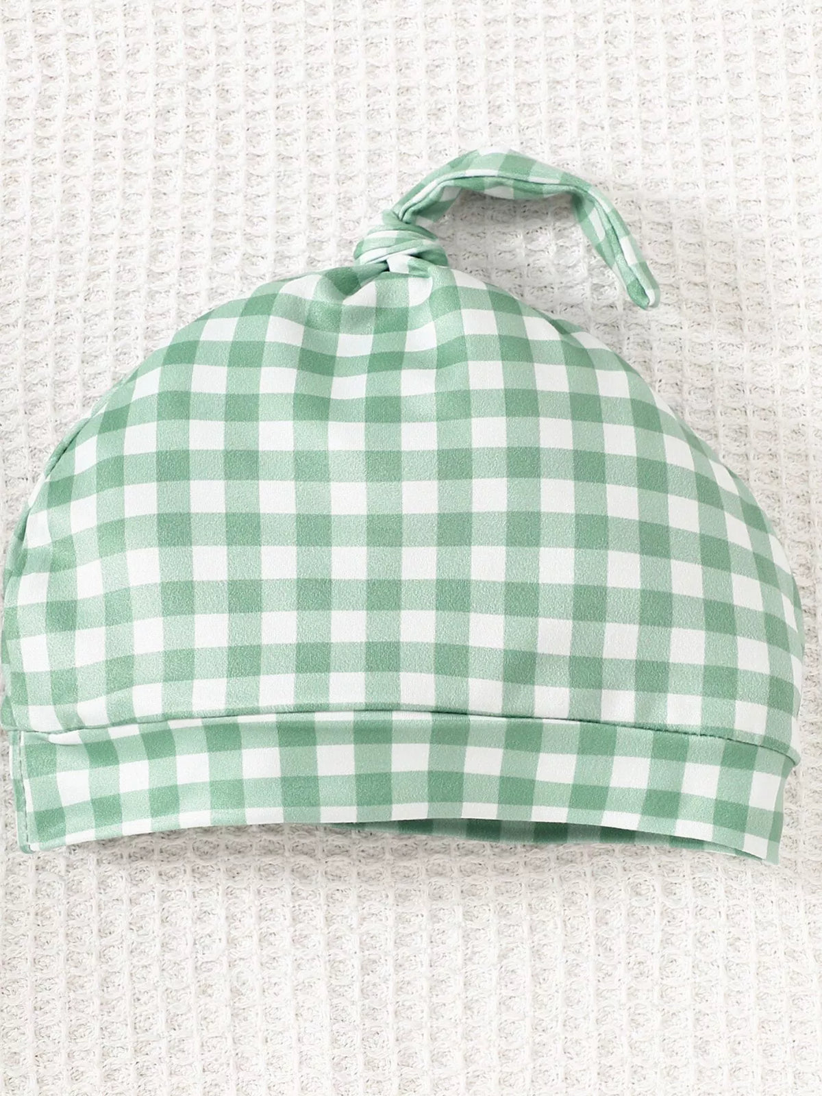 Green gingham knot-top hat