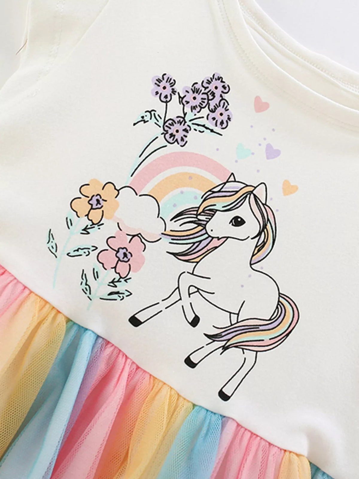 Floral Unicorn Rainbow Tulle Dress — unicorn rainbow and flower graphic