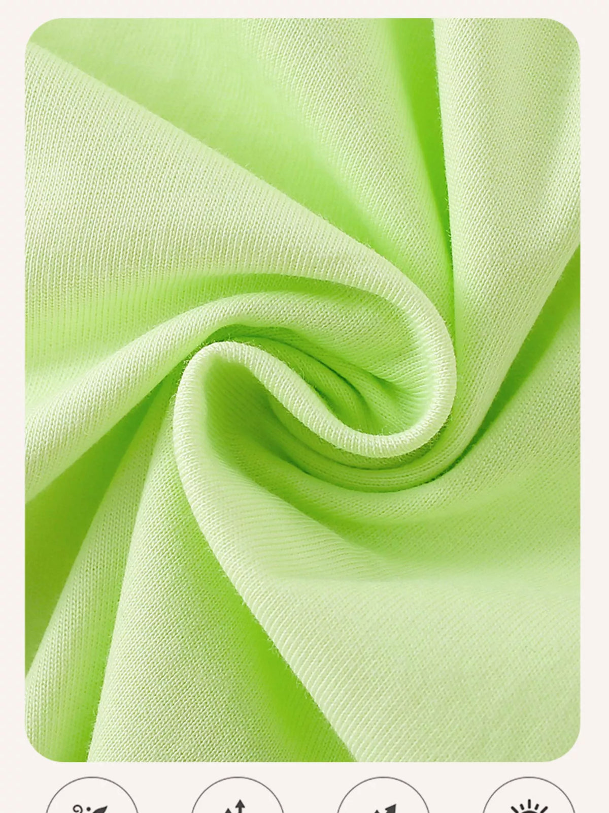 Green fabric close-up in a product detail panel