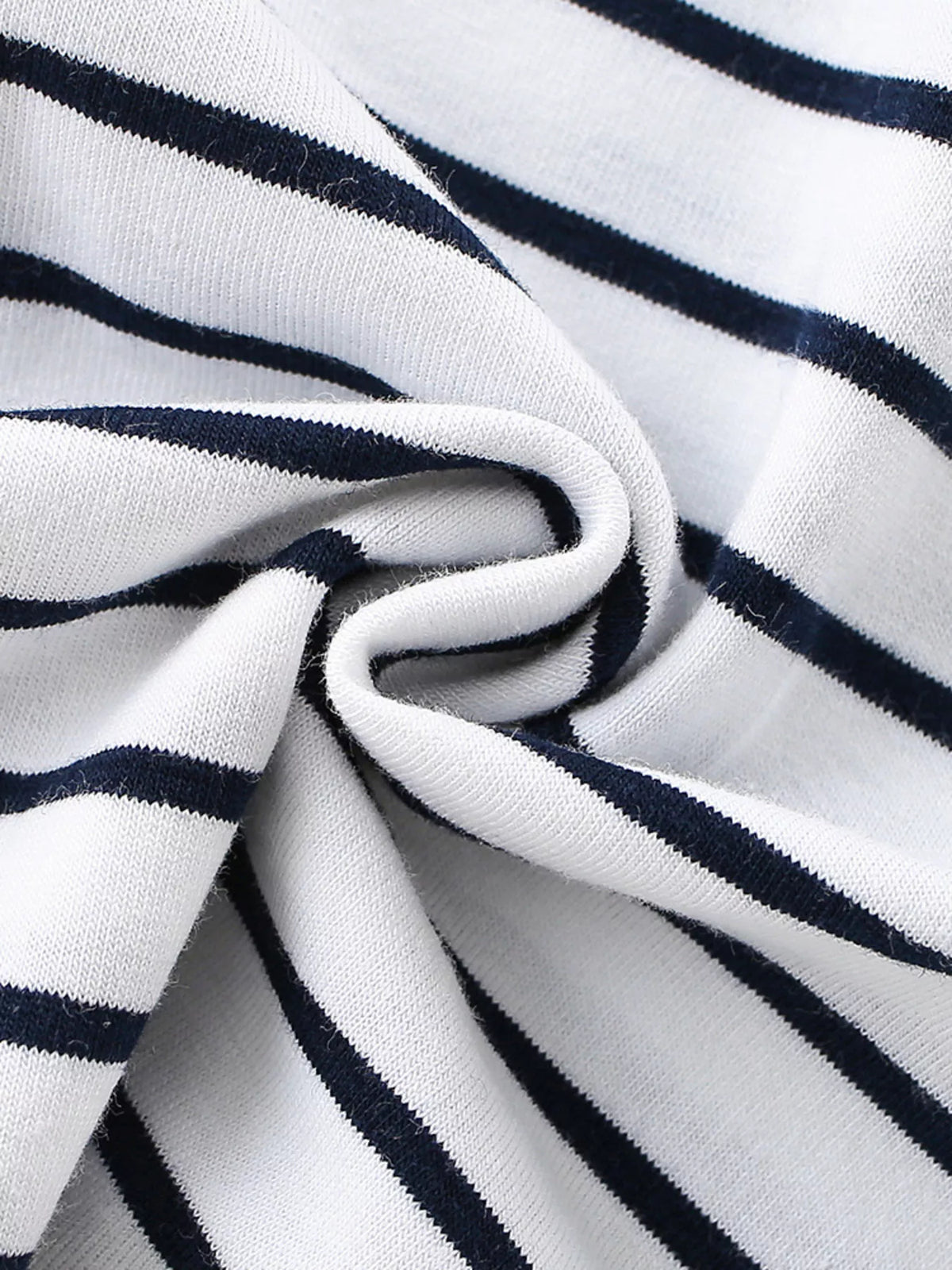 White navy striped lemon applique ruffle sleeve shirt — striped fabric
