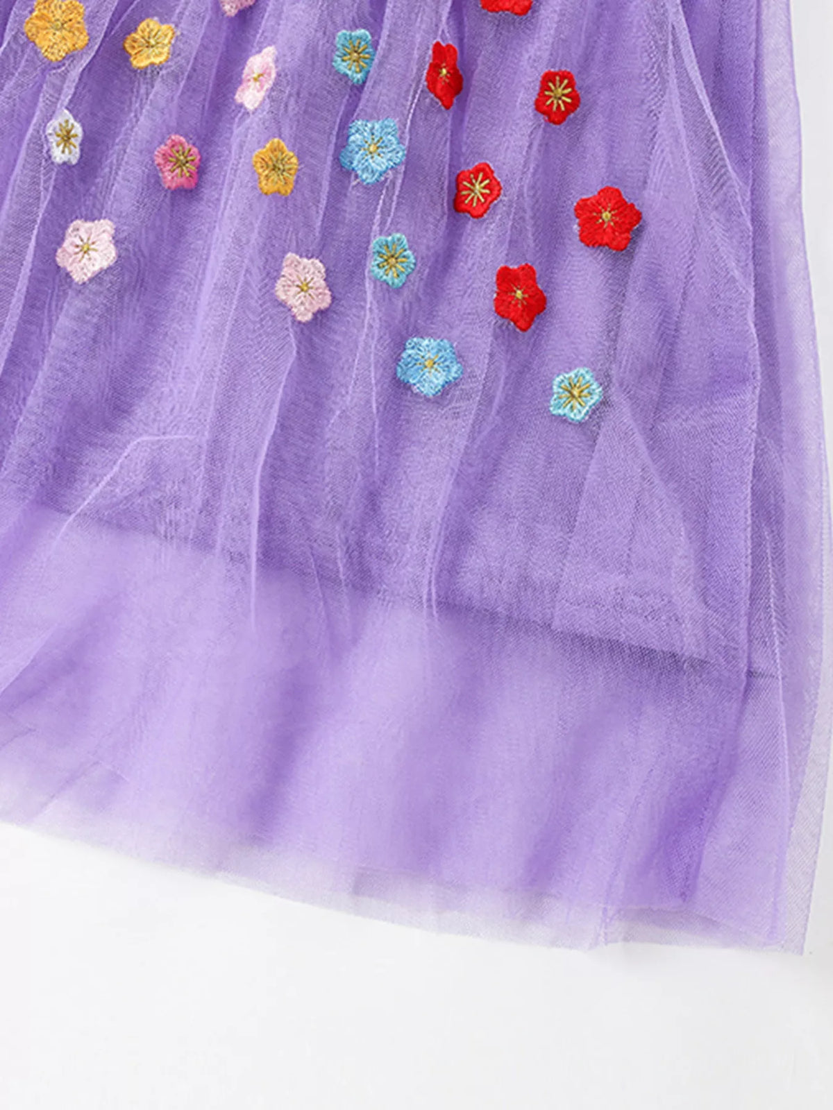 Lavender Floral Unicorn Tulle Dress — flower details on tulle skirt