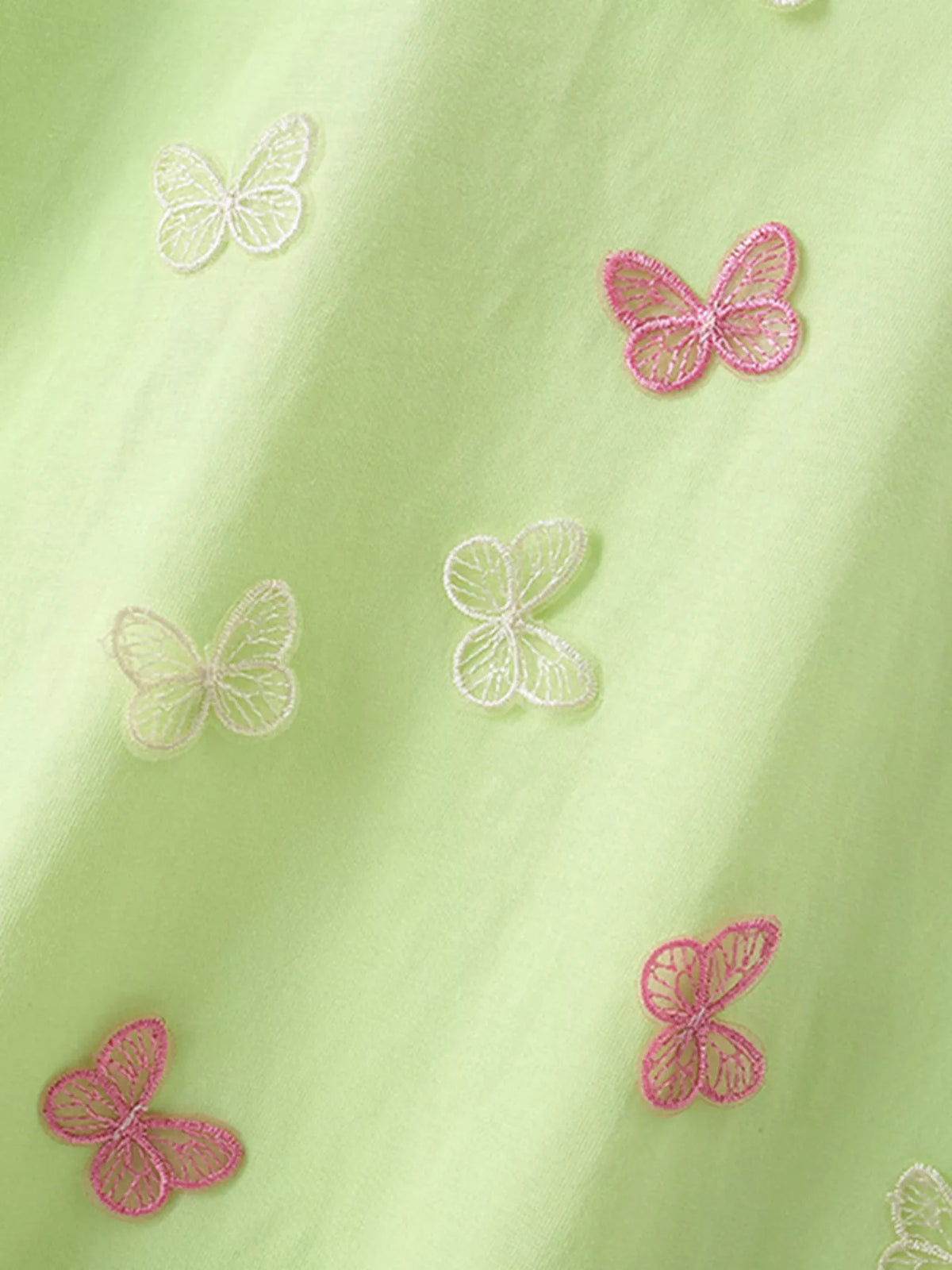 Light green butterfly applique shirt — butterfly appliques