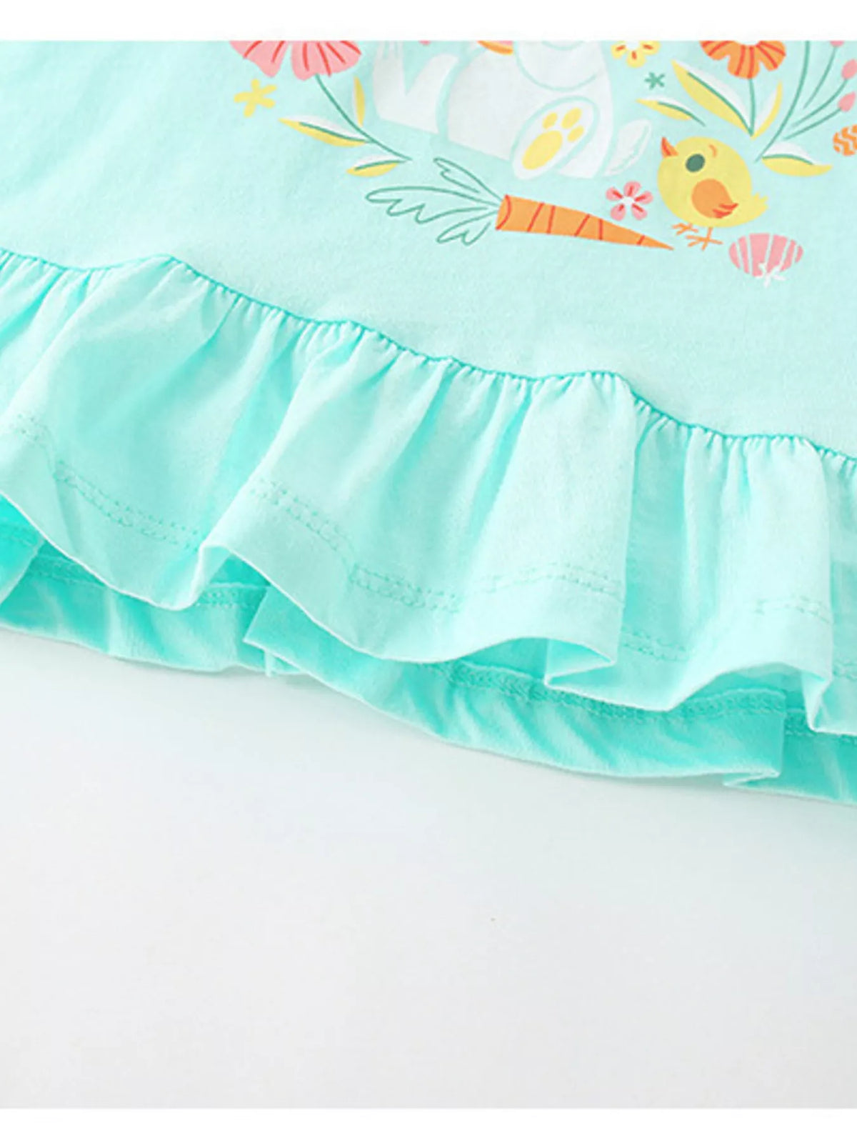 Mint bunny carrot graphic ruffle hem shirt — ruffle hem