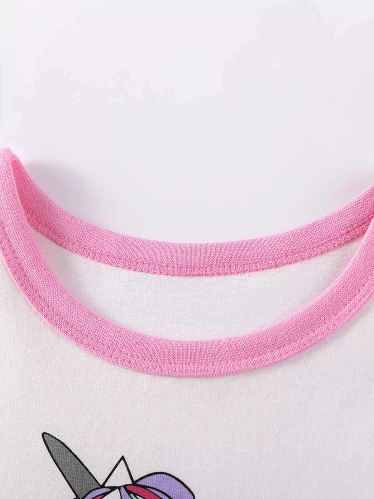 Pink Unicorn Graphic Tulle Dress — pink-trimmed round neckline