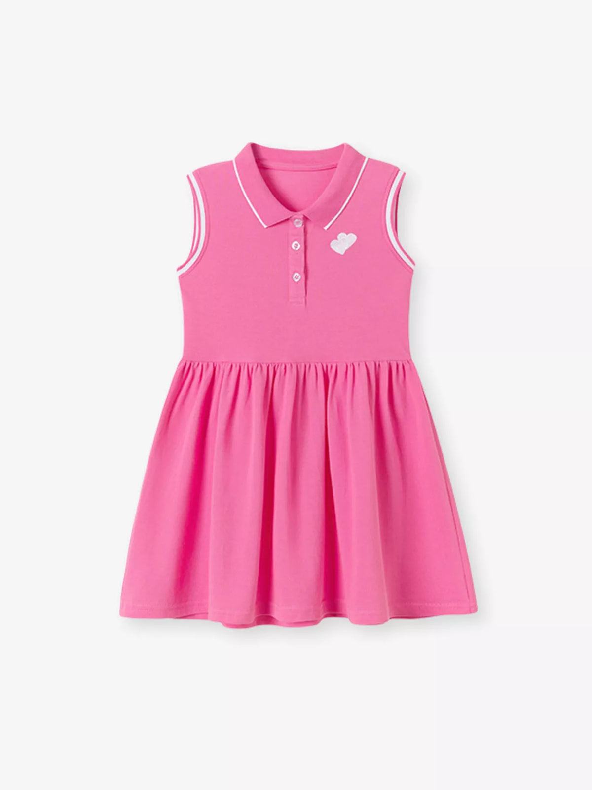 Pink Heart Sleeveless Polo Dress — front view