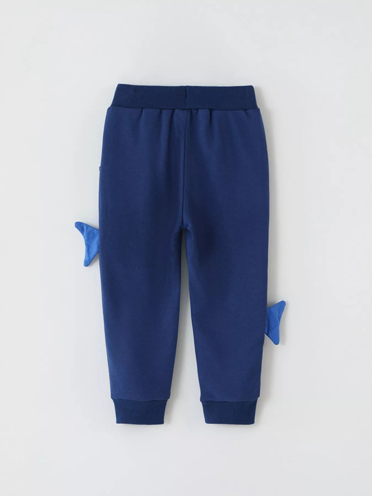 Back of the navy joggers with projecting shark fins