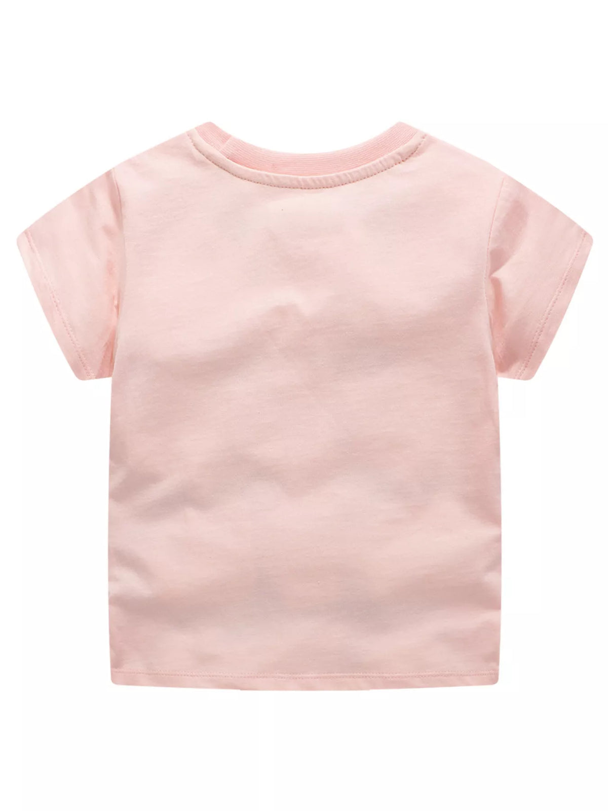 Pink floral giraffe applique shirt — plain back