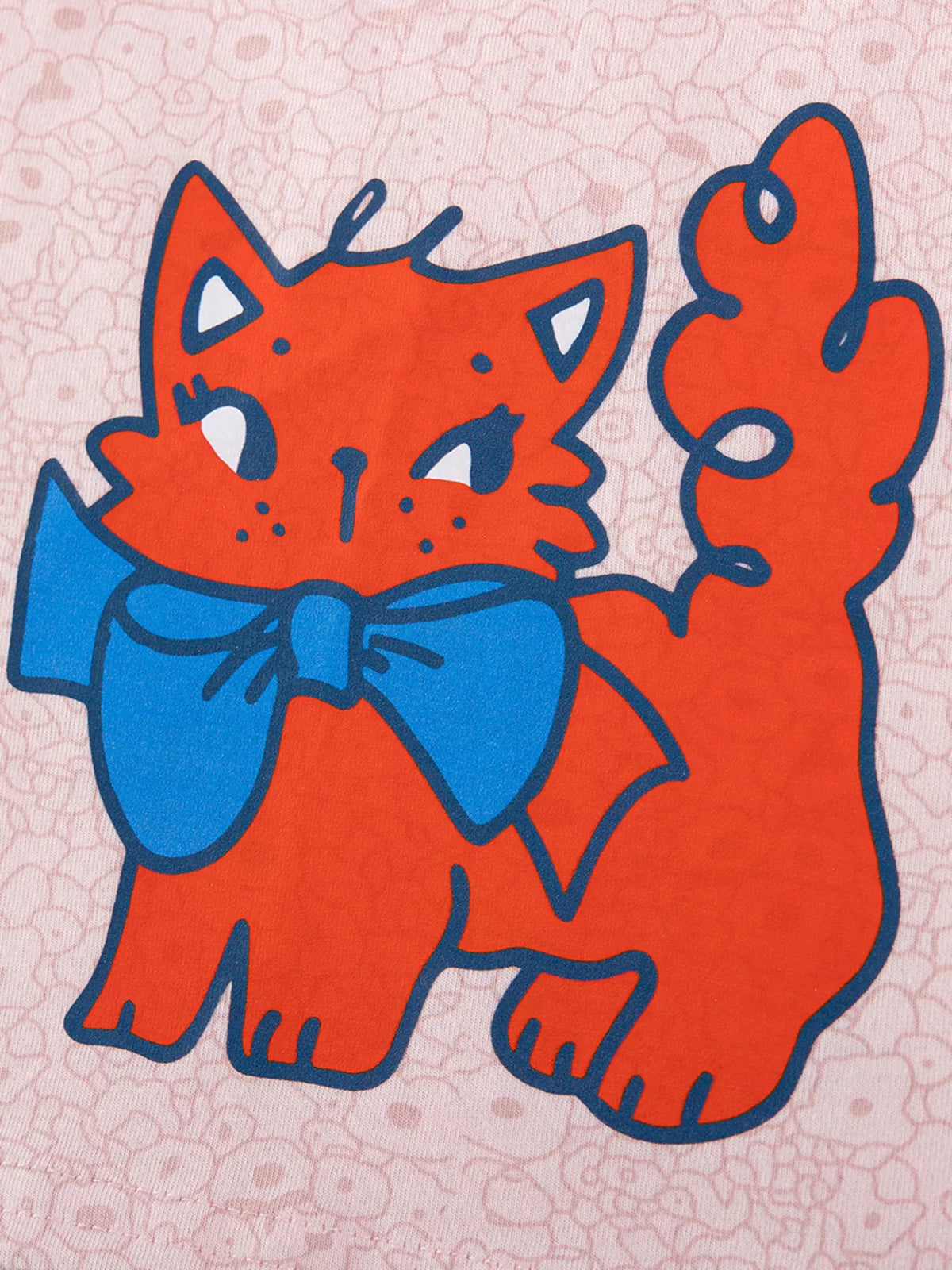 Animal Applique Short Sleeve Cotton Dress — cat applique on pink dress