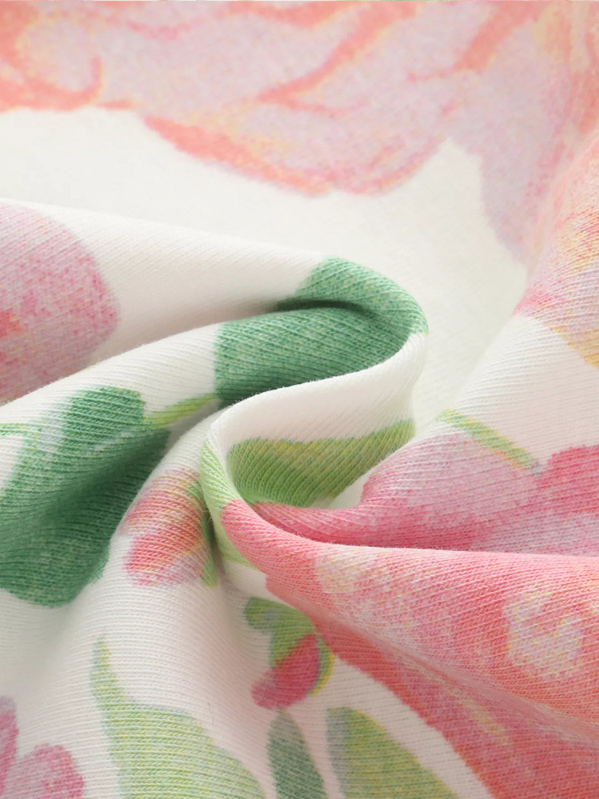 Rose Print Sage Tulle Dress — floral fabric detail