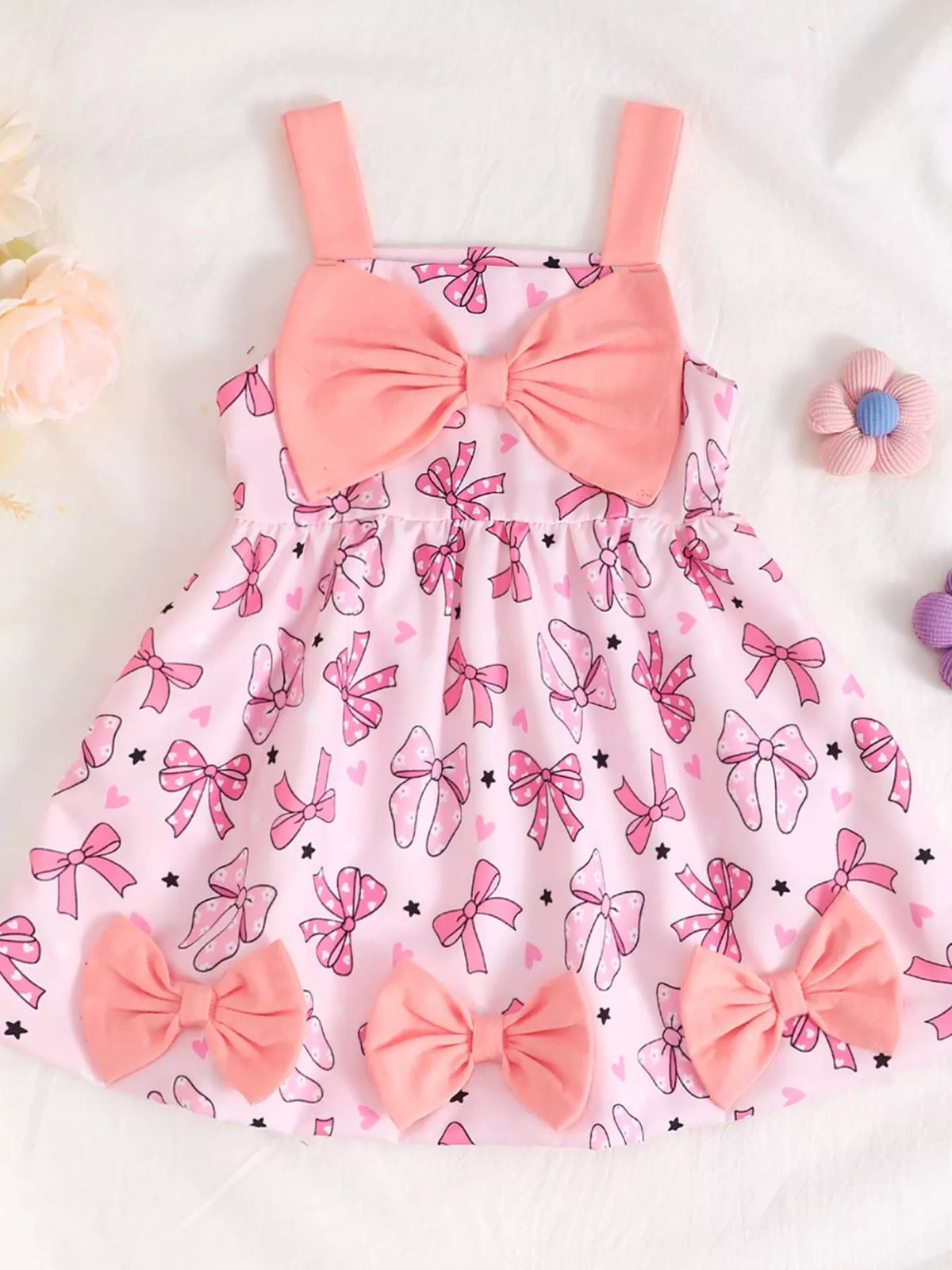 Baby Bow Front Printed Sundress — ballet-print dress front