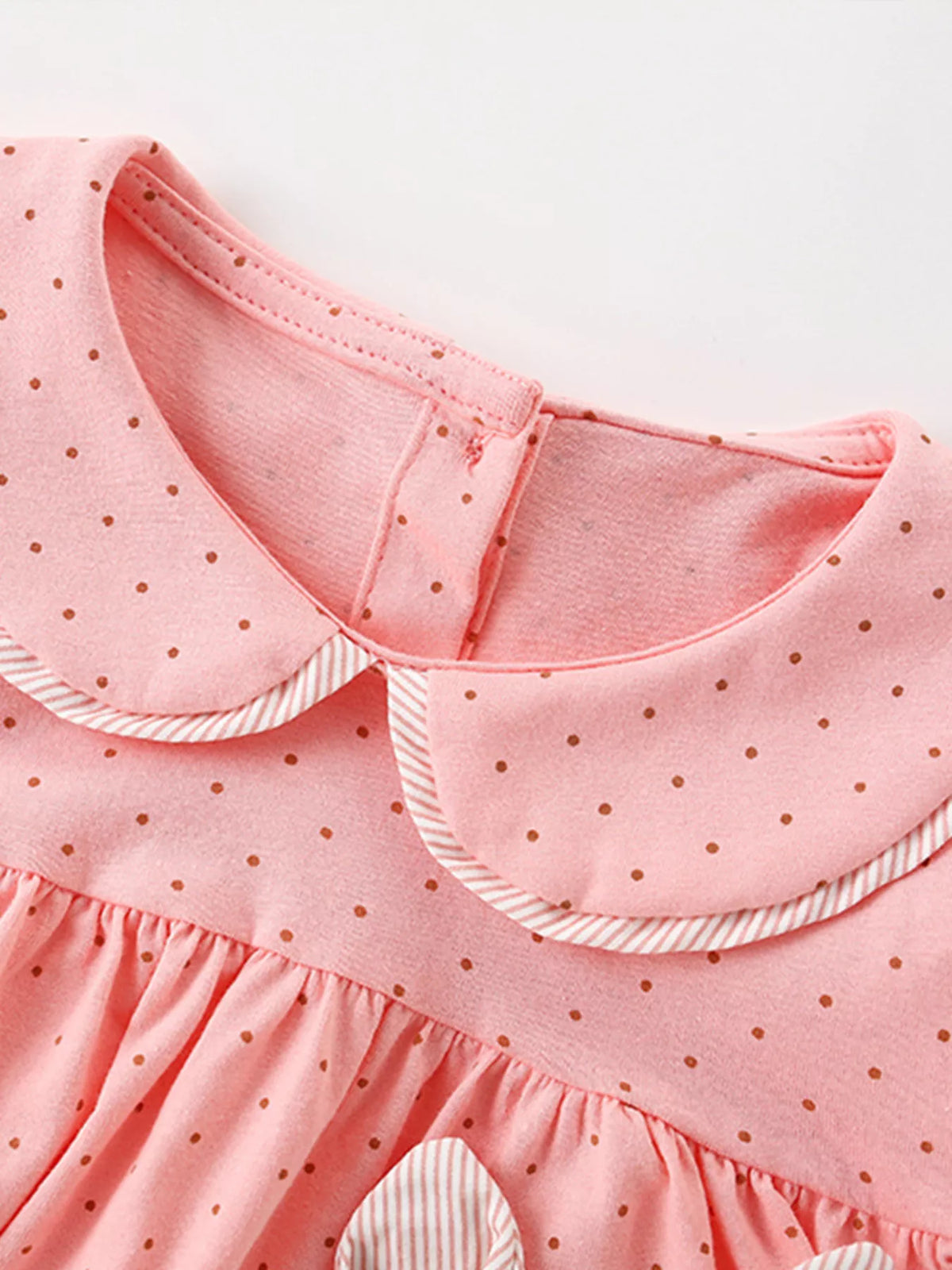Pink polka dot bunny Peter Pan collar top — peter pan collar and back opening