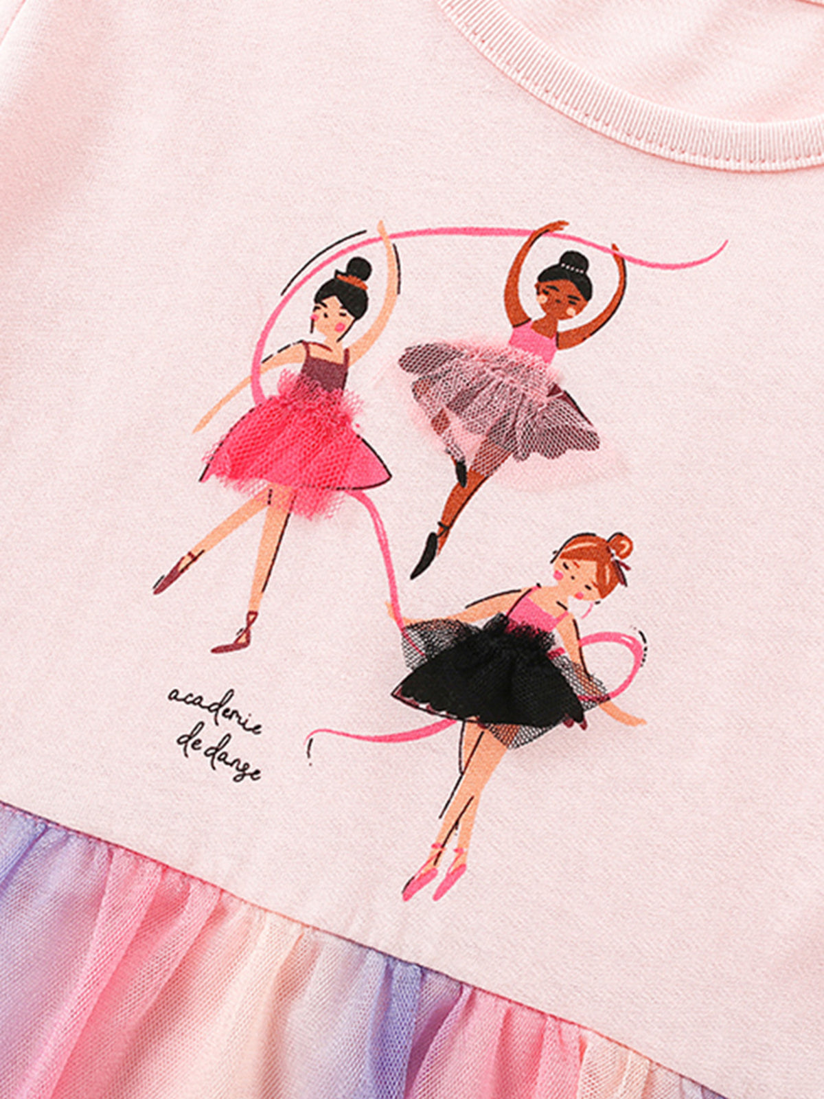 Ballerina Graphic Rainbow Tulle Dress — ballerina graphic detail