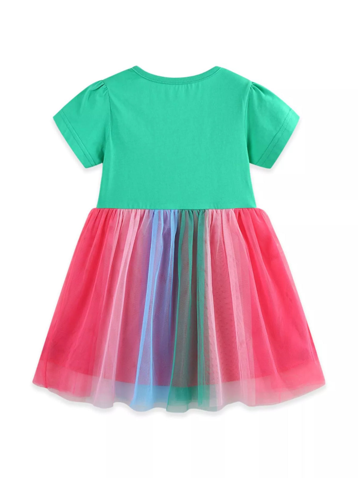 Pot-of-Gold Rainbow Tulle Dress — back view