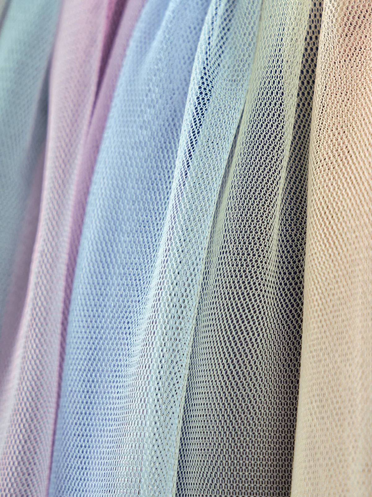 Pastel rainbow panels in the tulle skirt