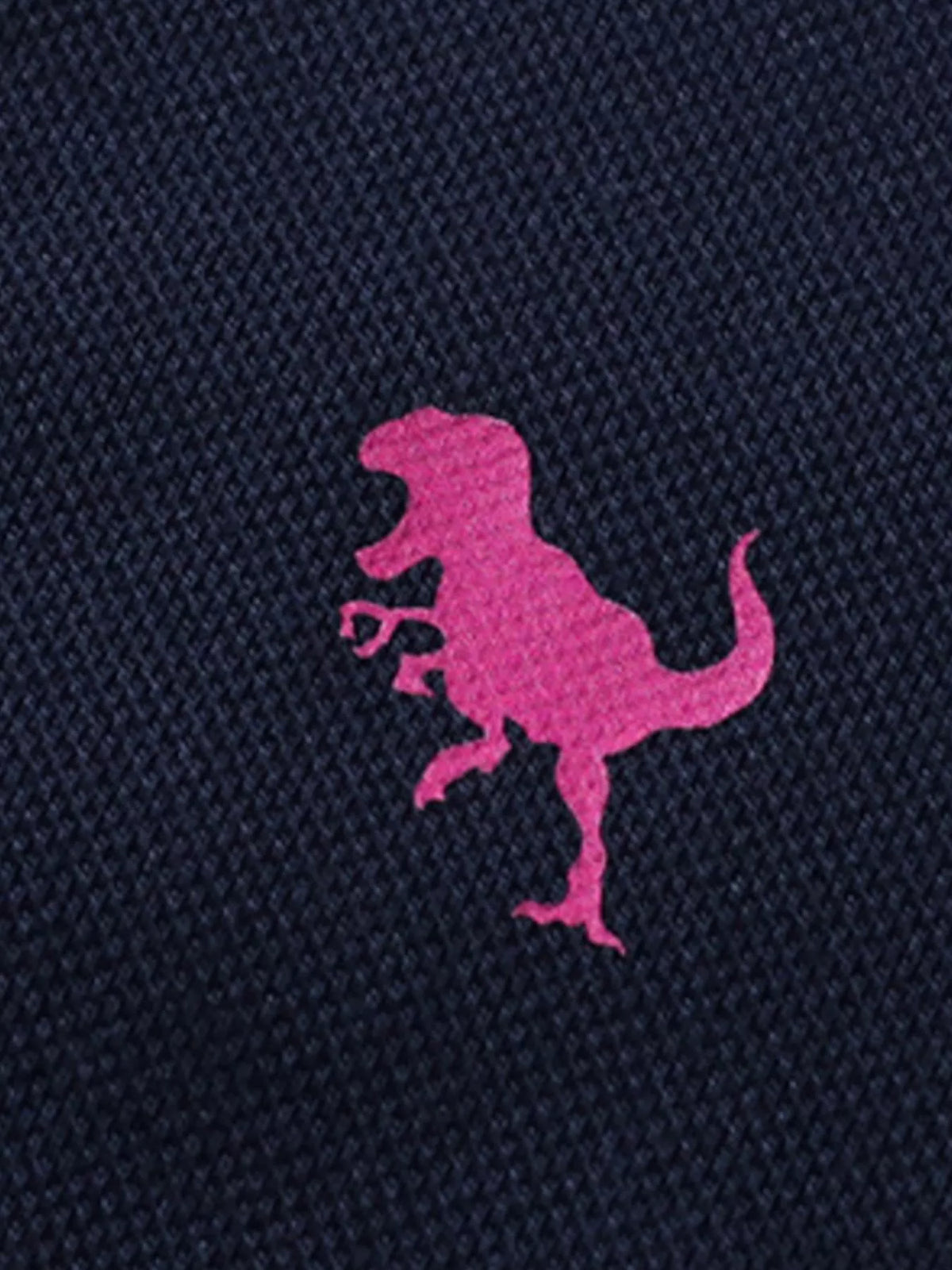 Navy Dinosaur Short Sleeve Polo Dress — pink dinosaur embroidery