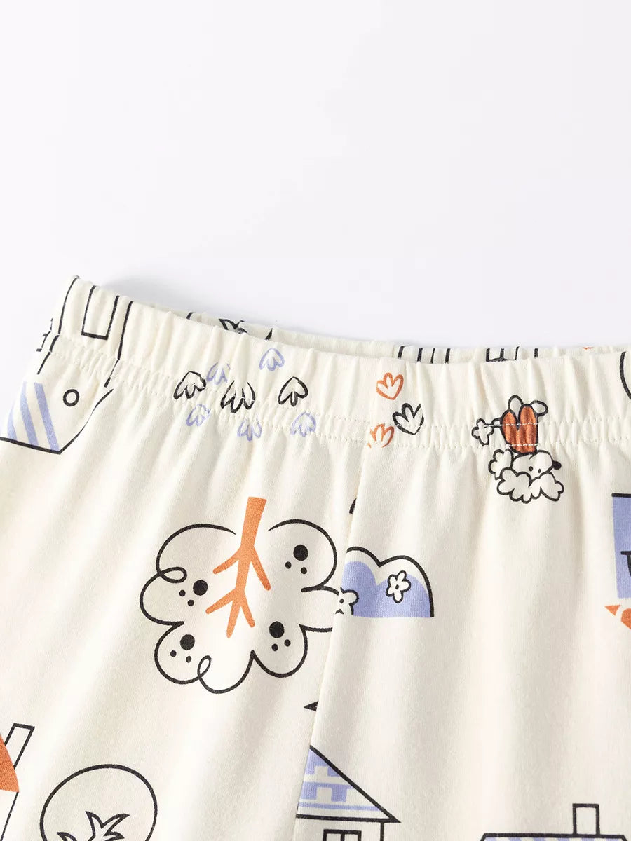 Cream shorts waistband with illustrated motifs