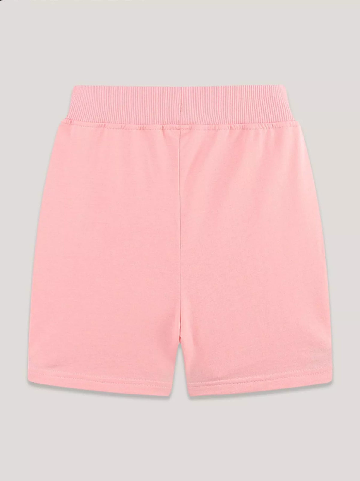 Pink Floral Embroidered Drawstring Shorts — back view