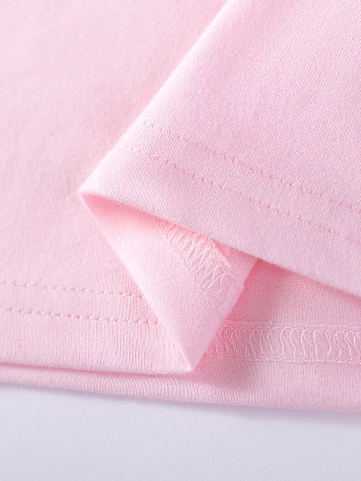 Pink sweet little bunny ruffle sleeve top — hem stitching