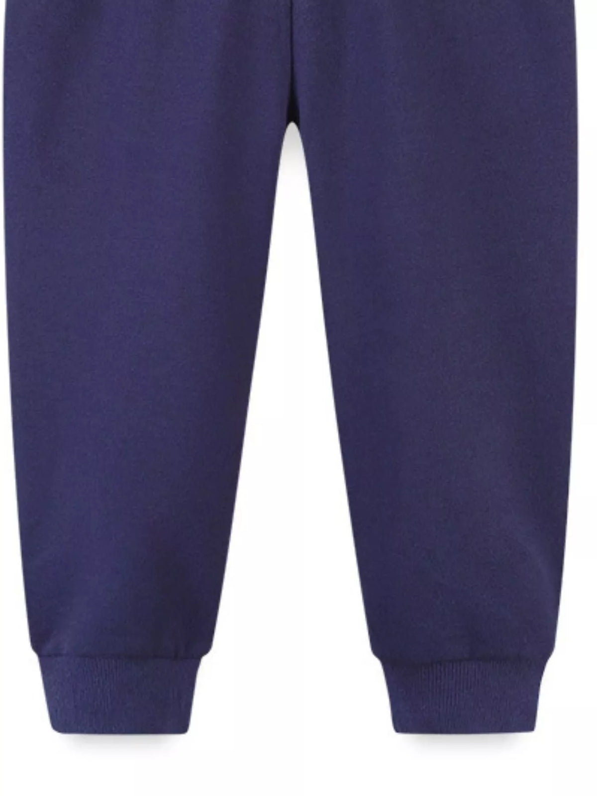 Navy jogger legs with ribbed cuffs