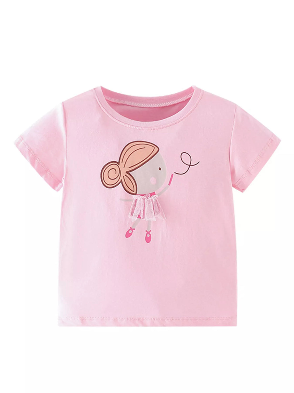 Pink single ballerina graphic shirt — front
