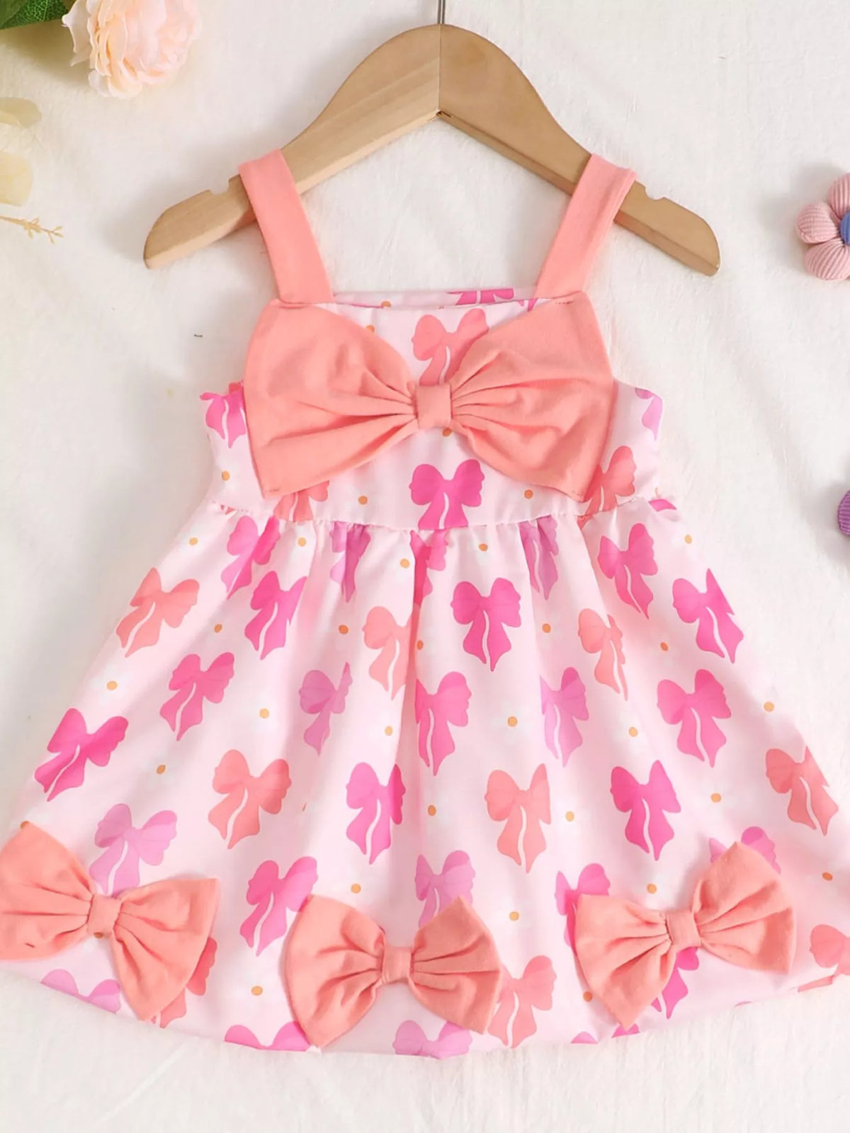 Baby Bow Front Printed Sundress — butterfly-print dress front