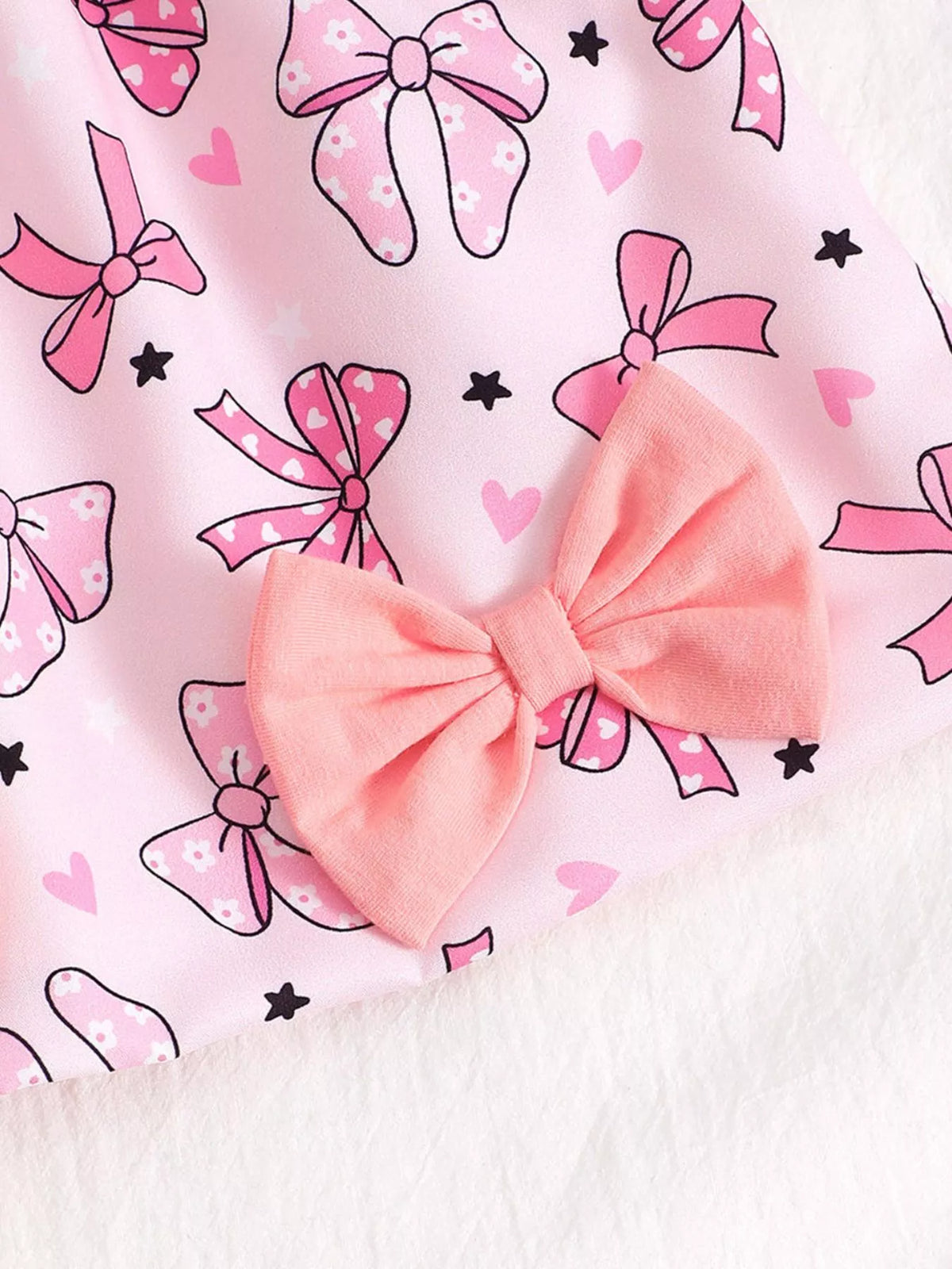 Baby Bow Front Printed Sundress — ballet shoe print and hem bow