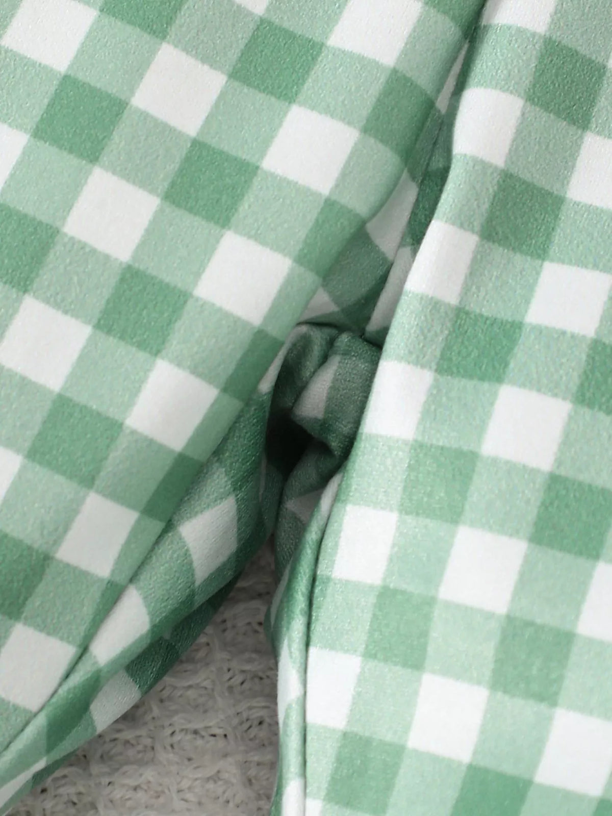 Green-and-white gingham fabric