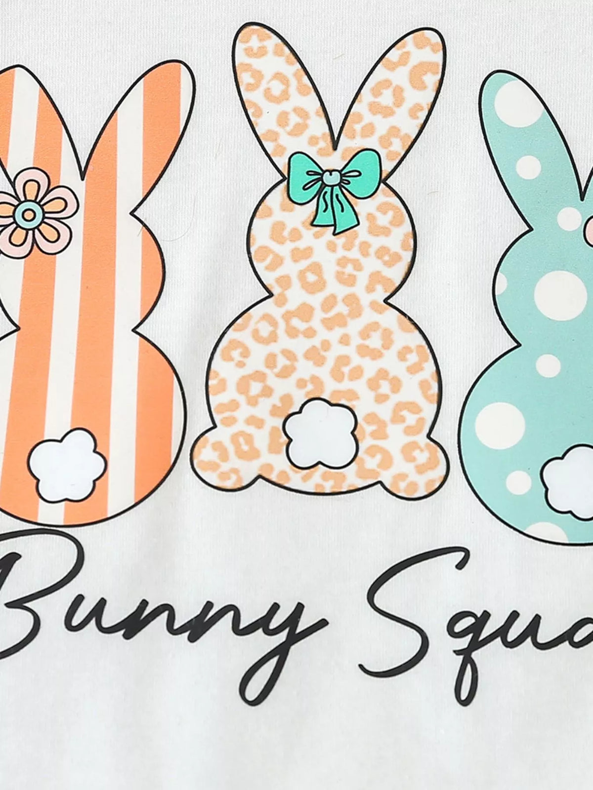 Three patterned bunnies with Bunny Squad lettering