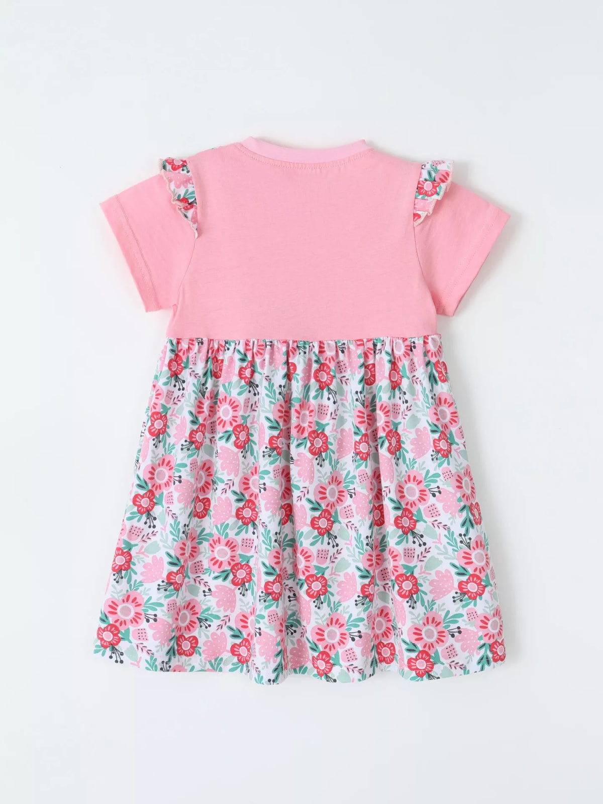 Back of the pink-and-floral dress