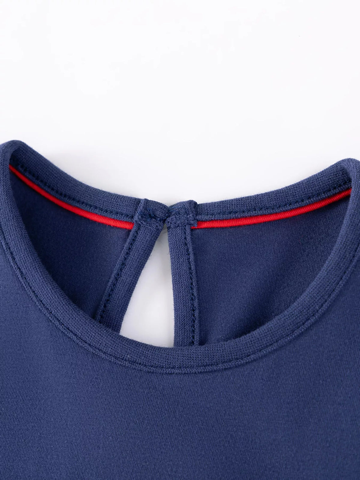 Navy round neckline and back keyhole