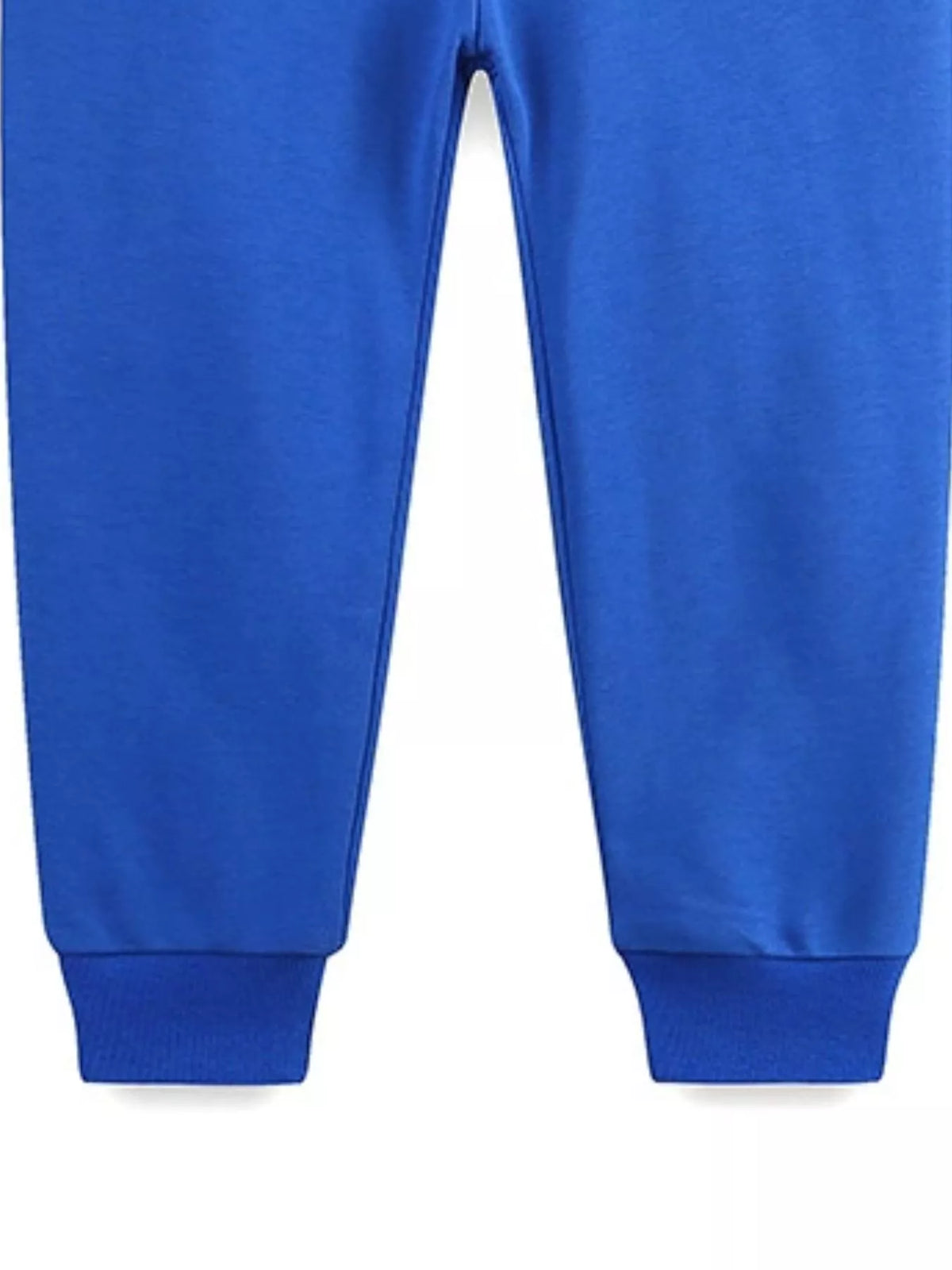 Royal blue jogger legs with ribbed cuffs