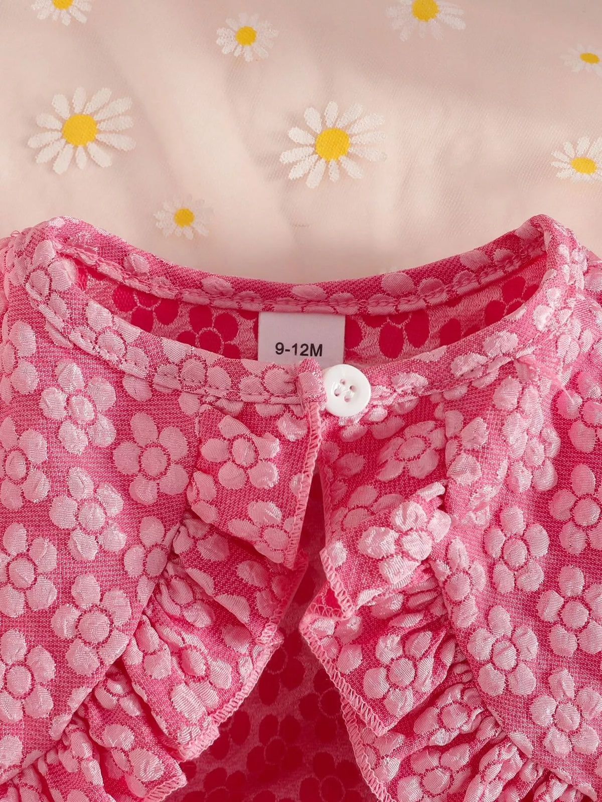 Floral butterfly dress cardigan and headband set — deep pink cardigan neckline and button